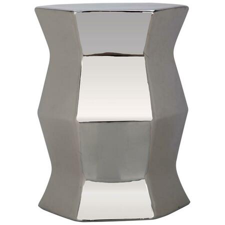SAFAVIEH Modern Hexagon Garden Stool- Plated Silver - 18 x 13 x 13 in. ACS4542G